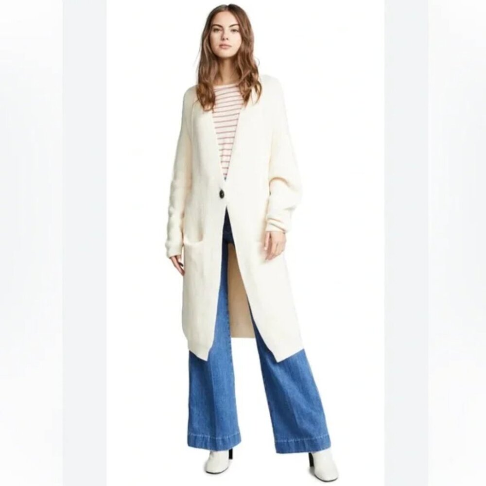 Free People Irreplaceable Duster Cardigan Sweater Ivory Women's Size Small